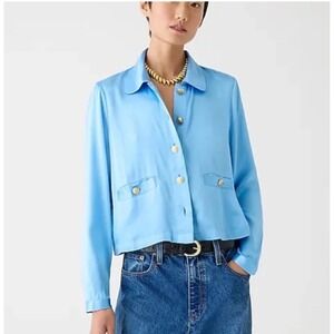 J.Cre Lady Shirt-Jacket Blouse in Luster Crepe, Button down, Peter Pan Collar XL